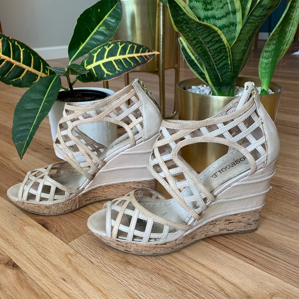 Rosegold Cork Wedge Sandals
